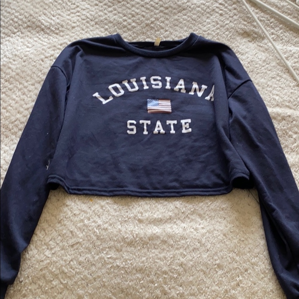 Blue long sleeve crop top